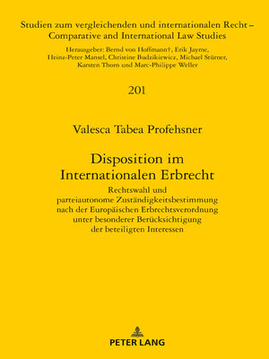 cover image of Disposition im Internationalen Erbrecht